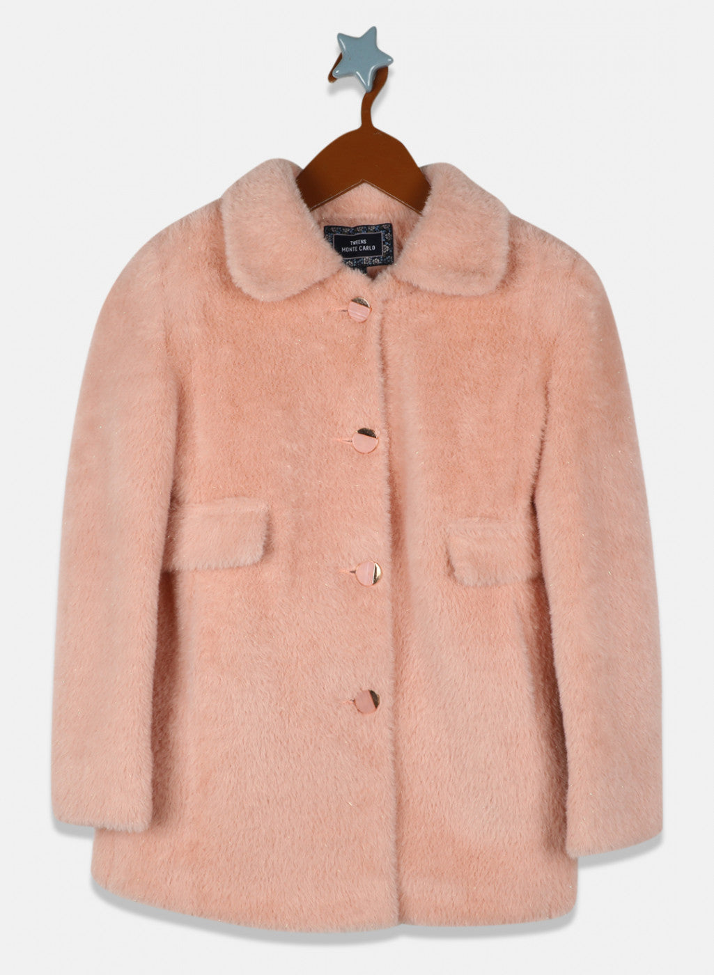 Girls Peach Solid Coat