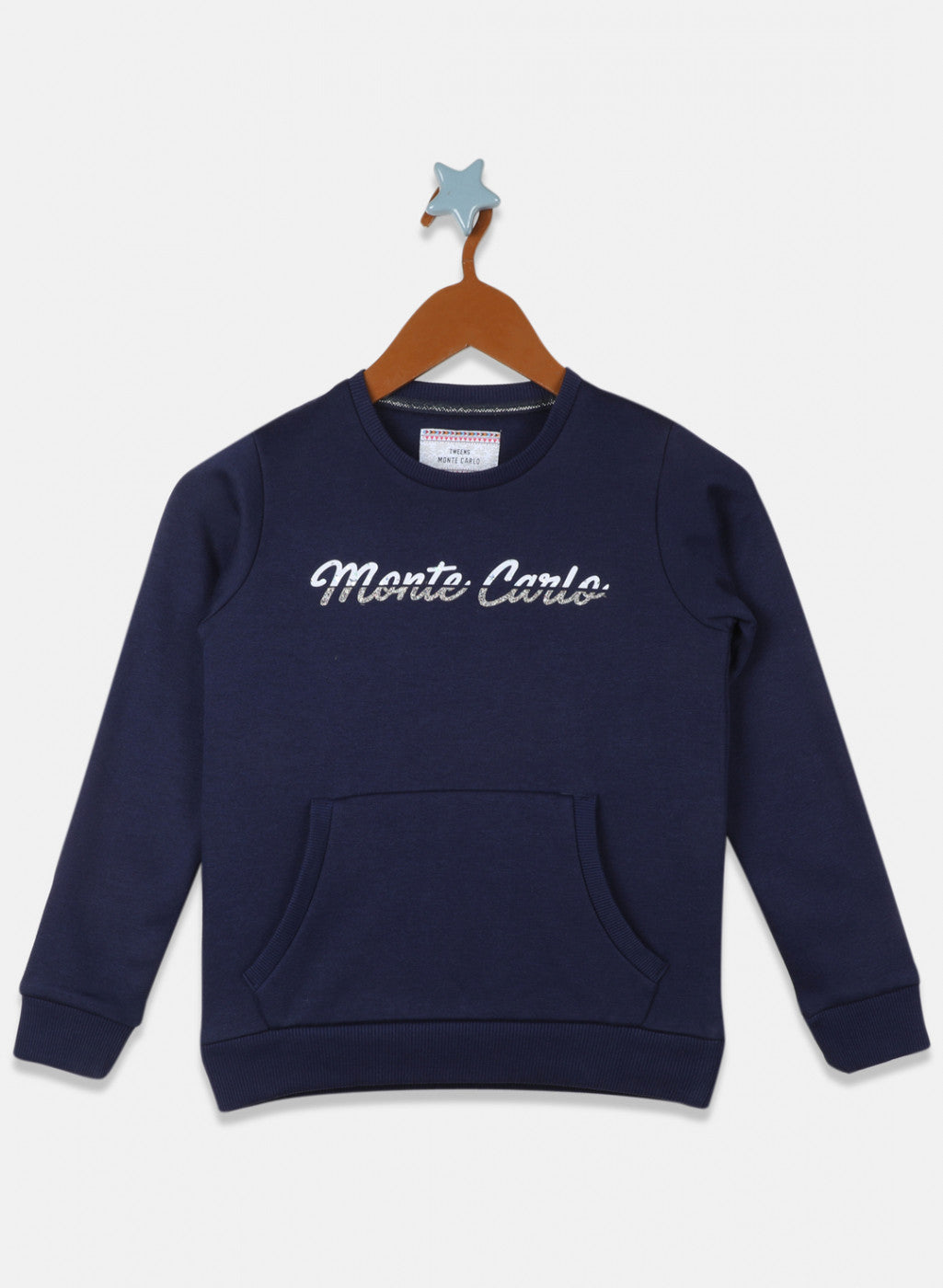 Girls Blue Printed Sweatshirt