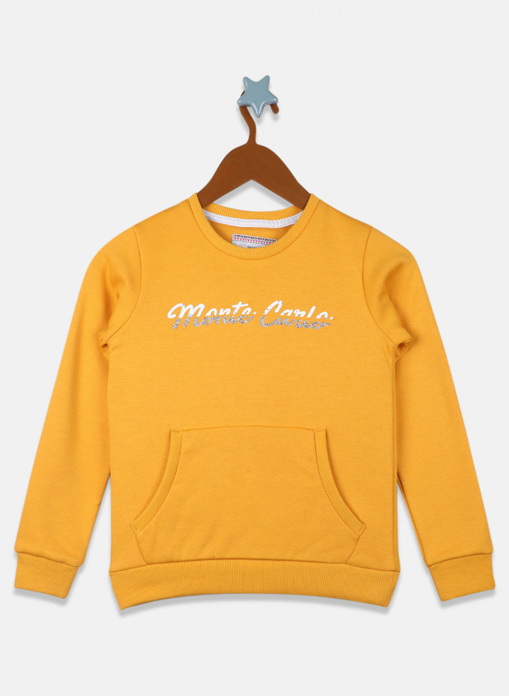 Girls Mustard Printed Sweatshirt