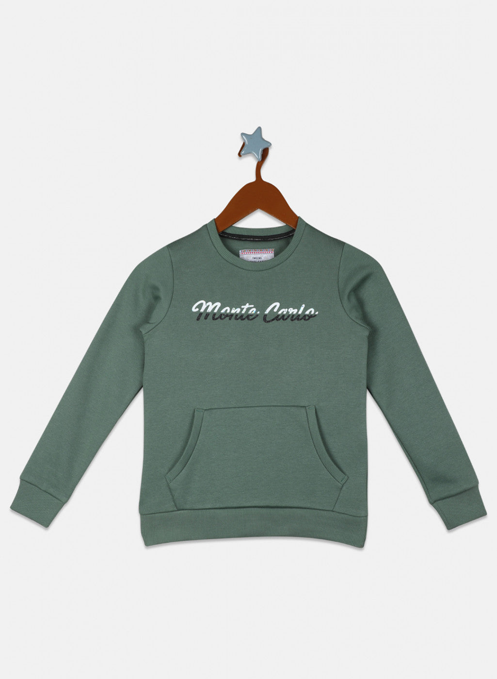 Girls Green Printed Sweatshirt