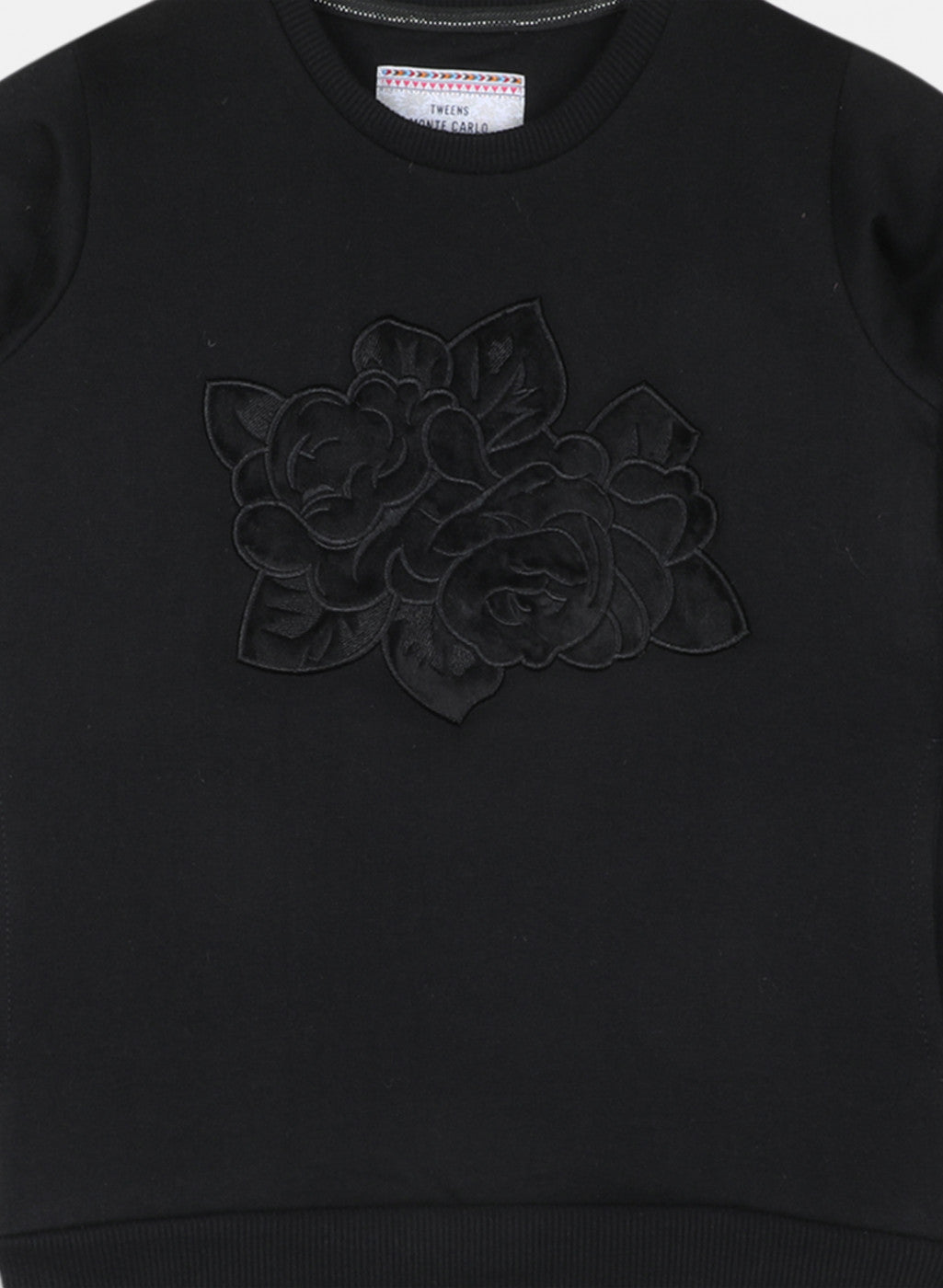 Girls Black Printed Sweatshirt