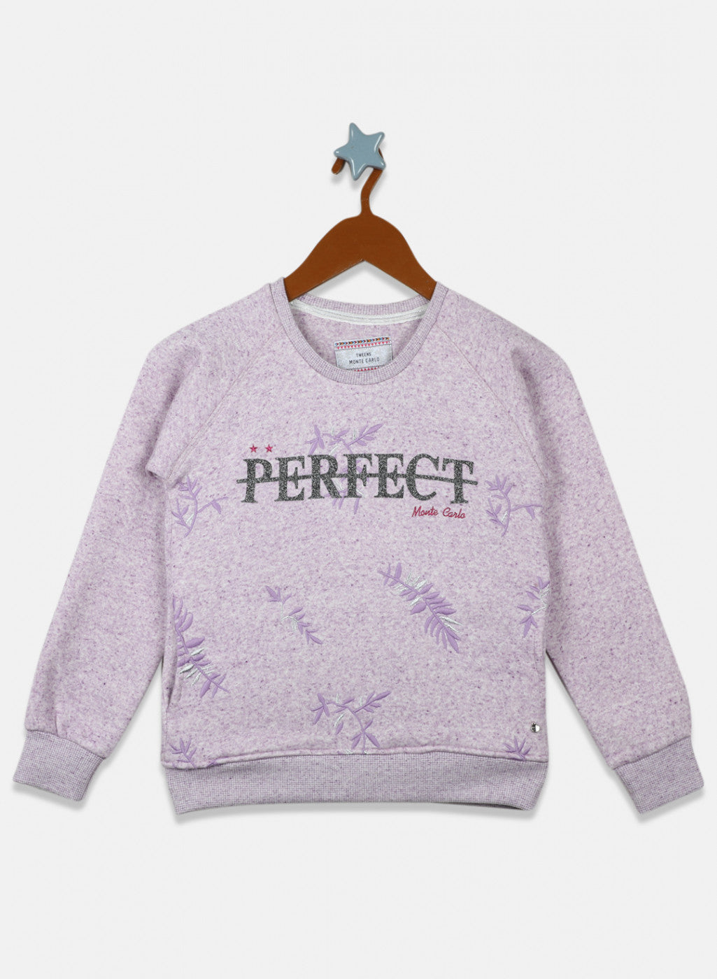 Girls Purple Embroidered Sweatshirt