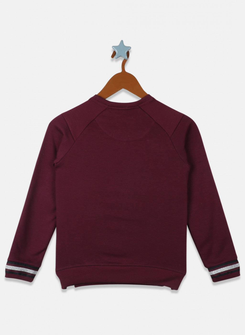 Girls Maroon Printed Sweatshirt