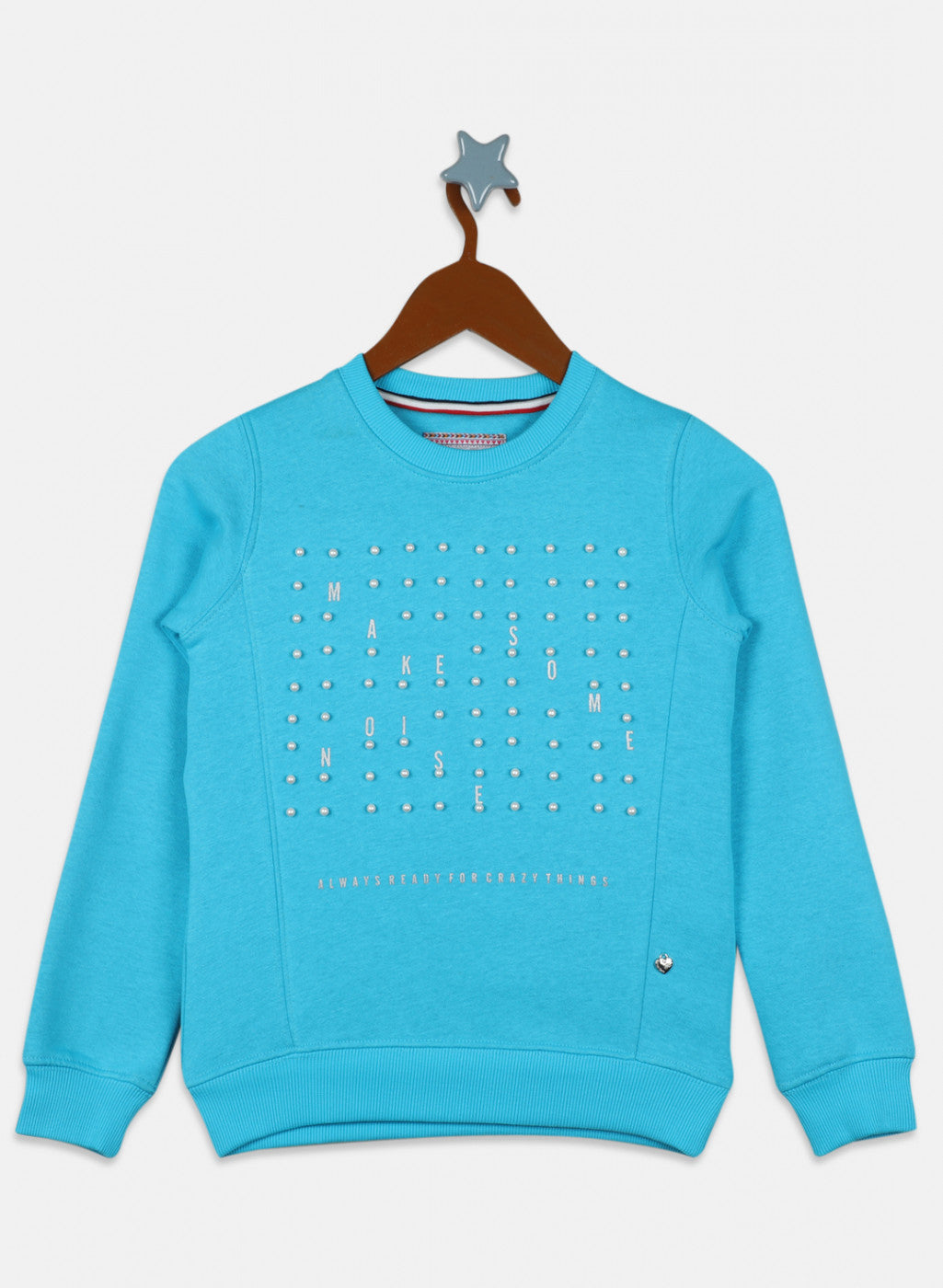 Girls Blue Printed Sweatshirt