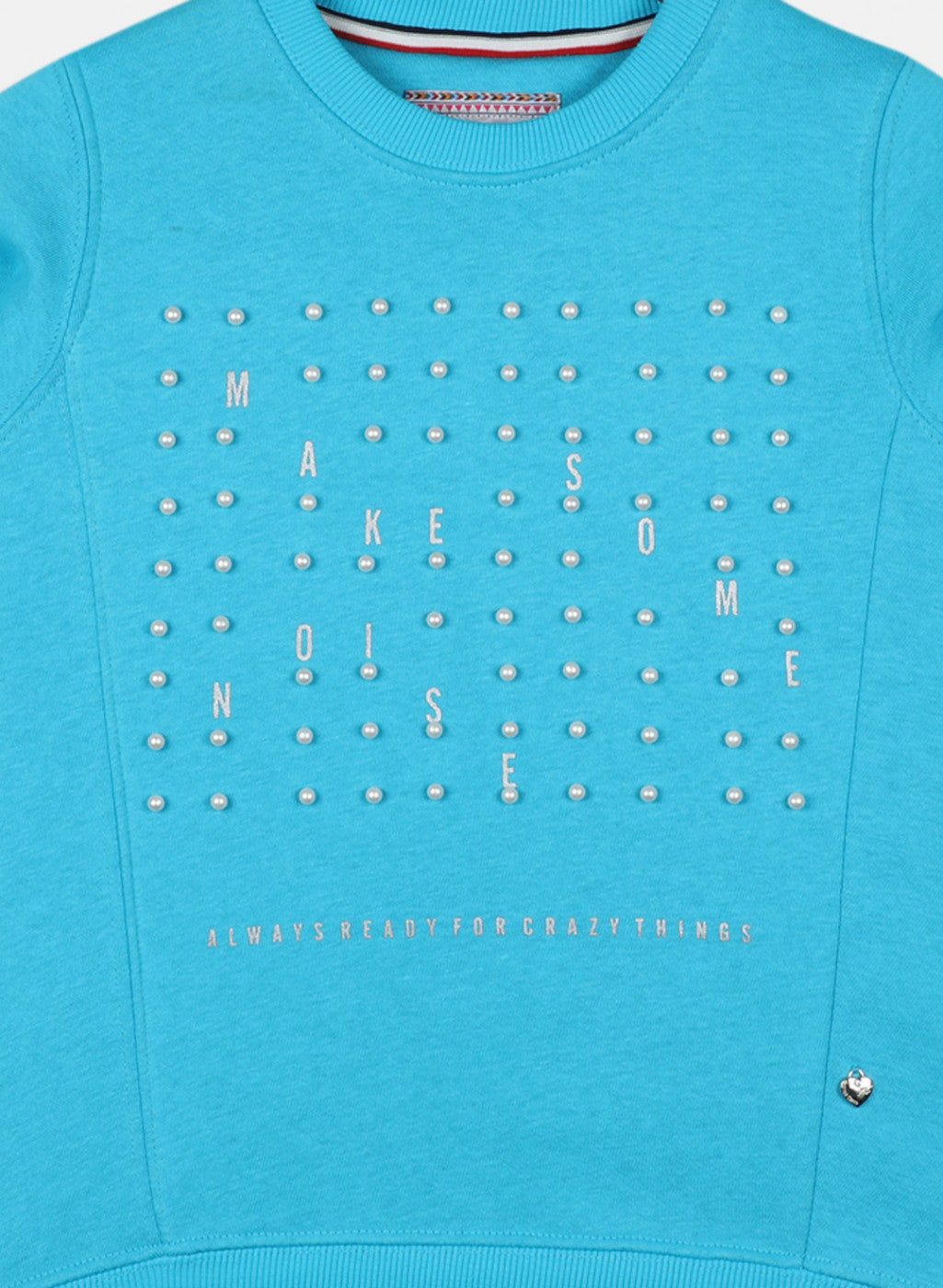 Girls Blue Printed Sweatshirt