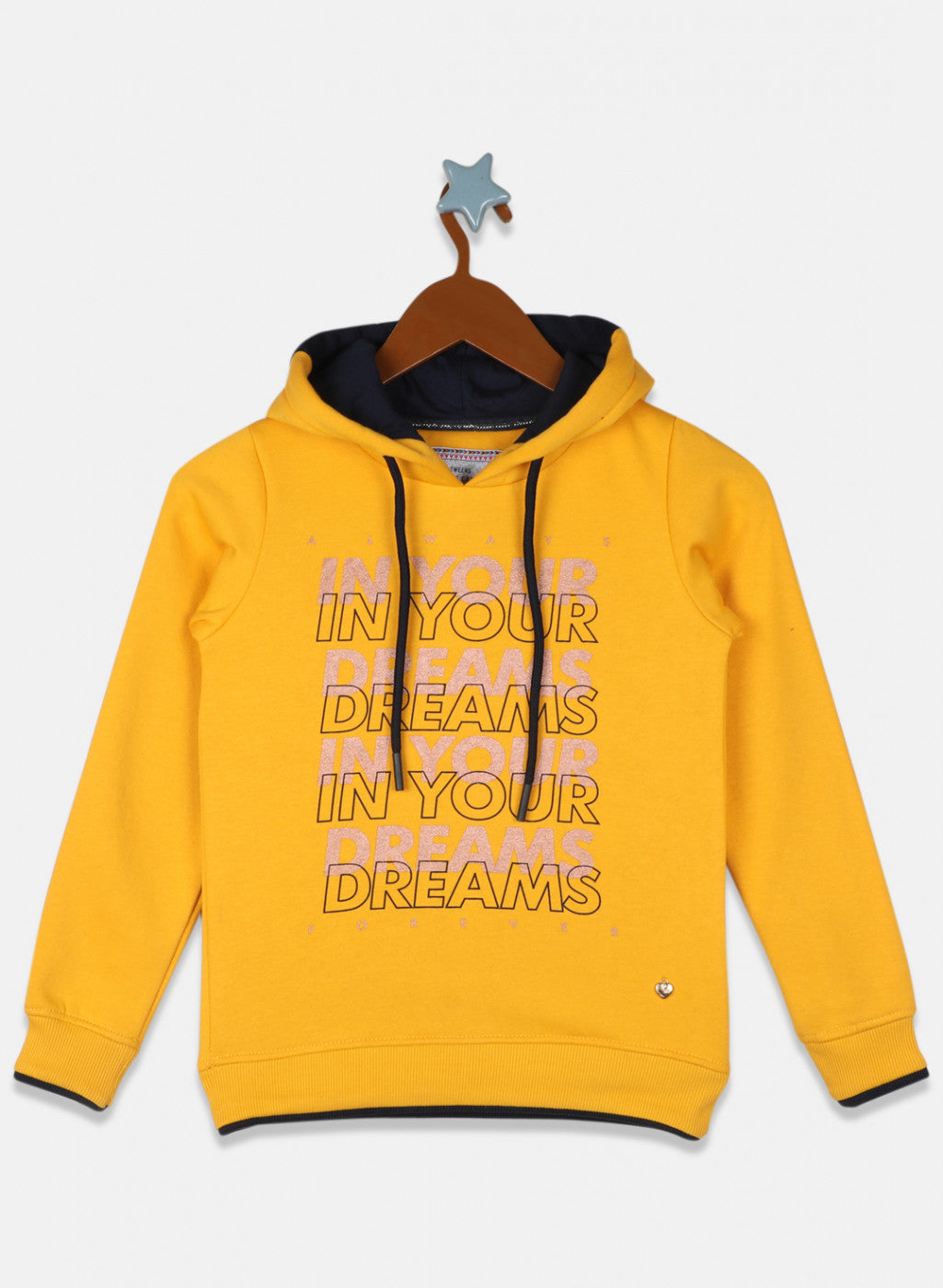 Girls Mustard Printed Sweatshirt