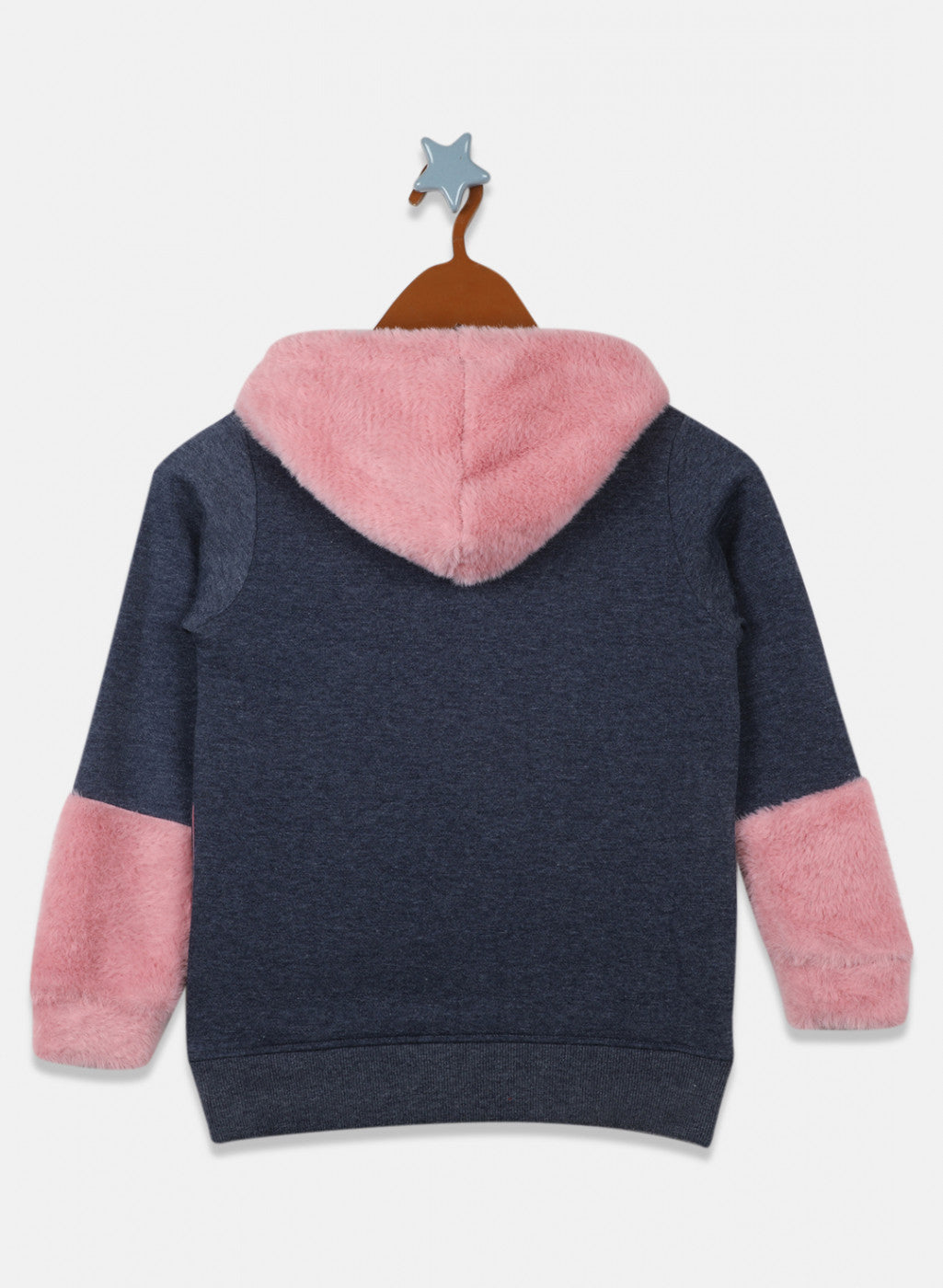 Girls Blue & Pink Printed Sweatshirt