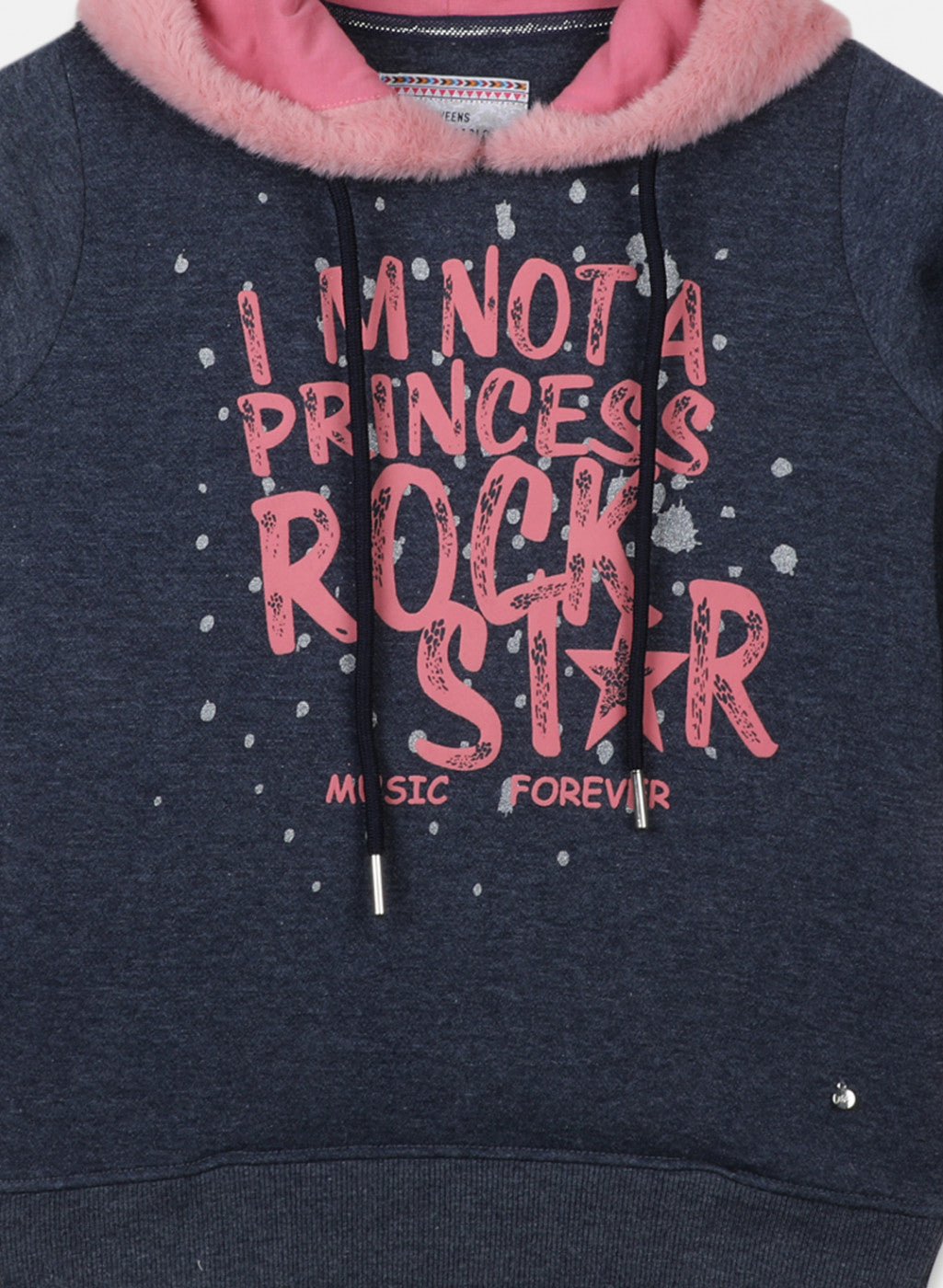 Girls Blue & Pink Printed Sweatshirt