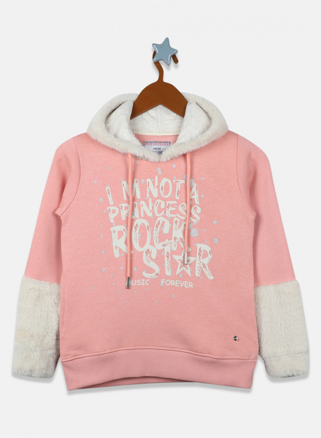 Girls Pink & Cream Printed Sweatshirt