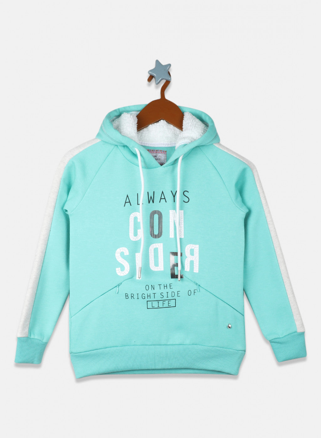 Girls Aqua Blue Printed Sweatshirt