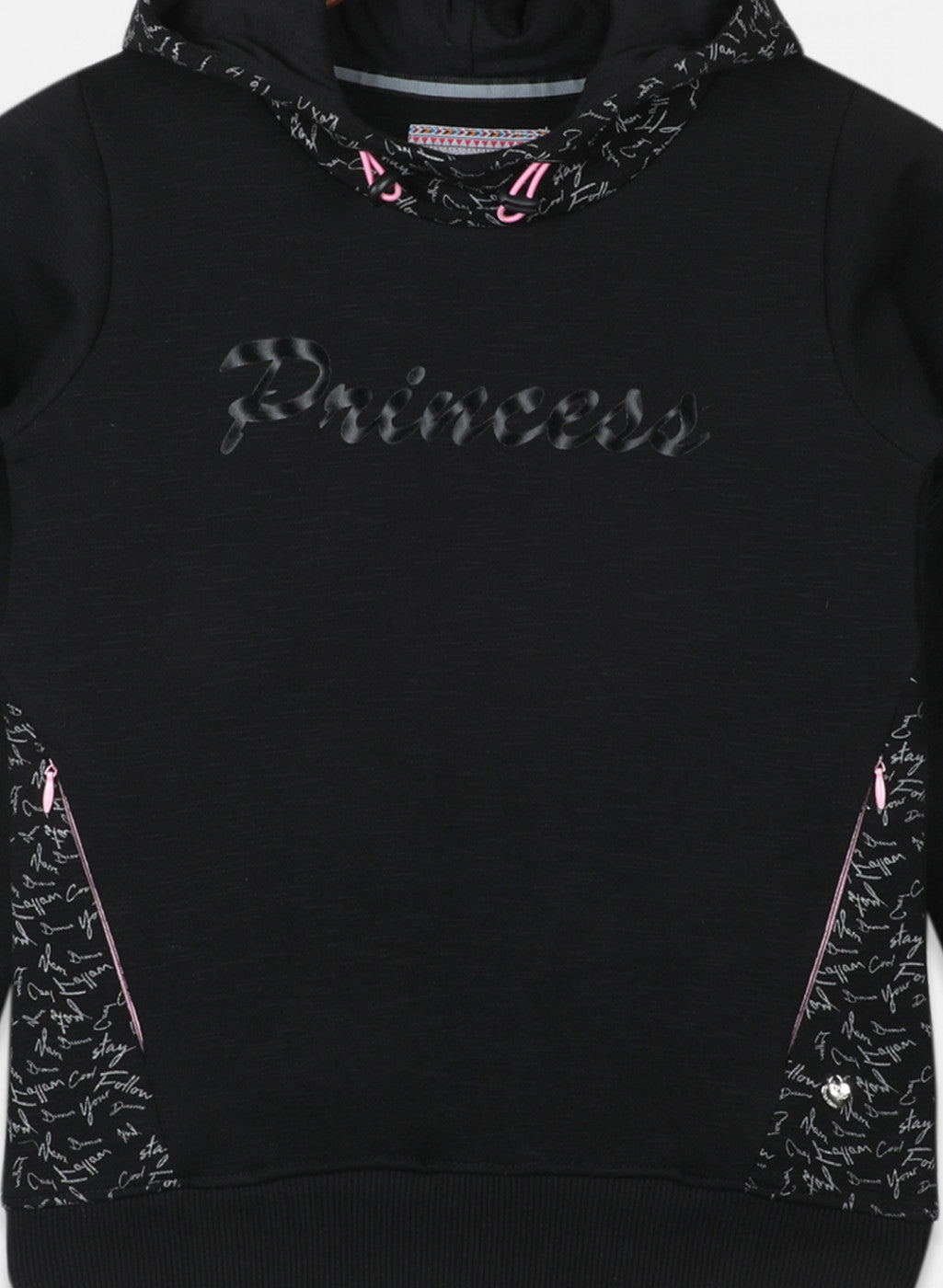 Girls Black Printed Sweatshirt