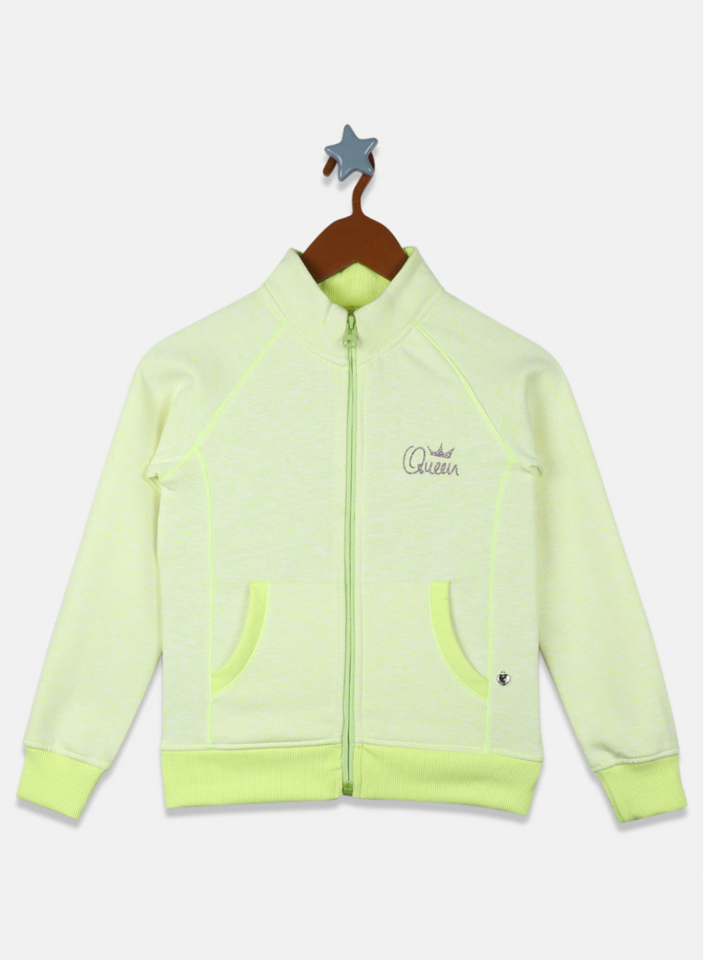 Girls Green Solid Sweatshirt