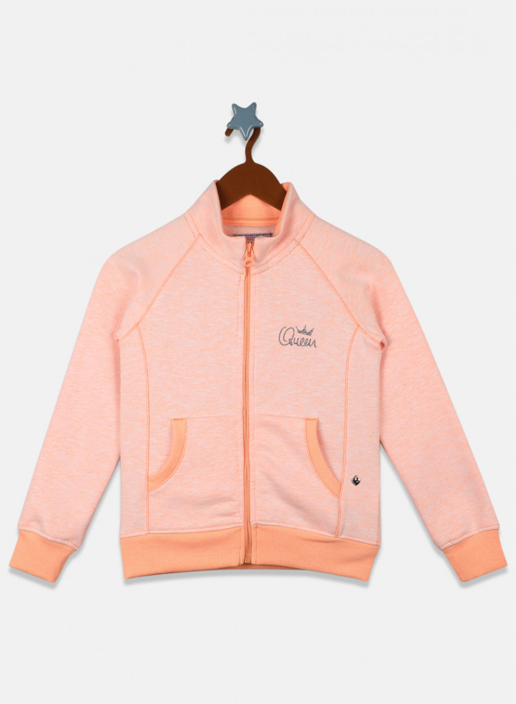 Girls Orange Solid Sweatshirt
