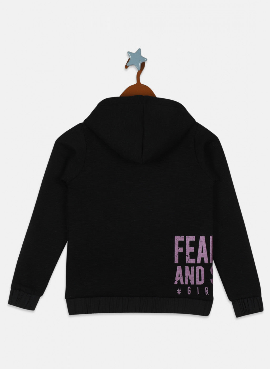 Girls Black Printed Sweatshirt