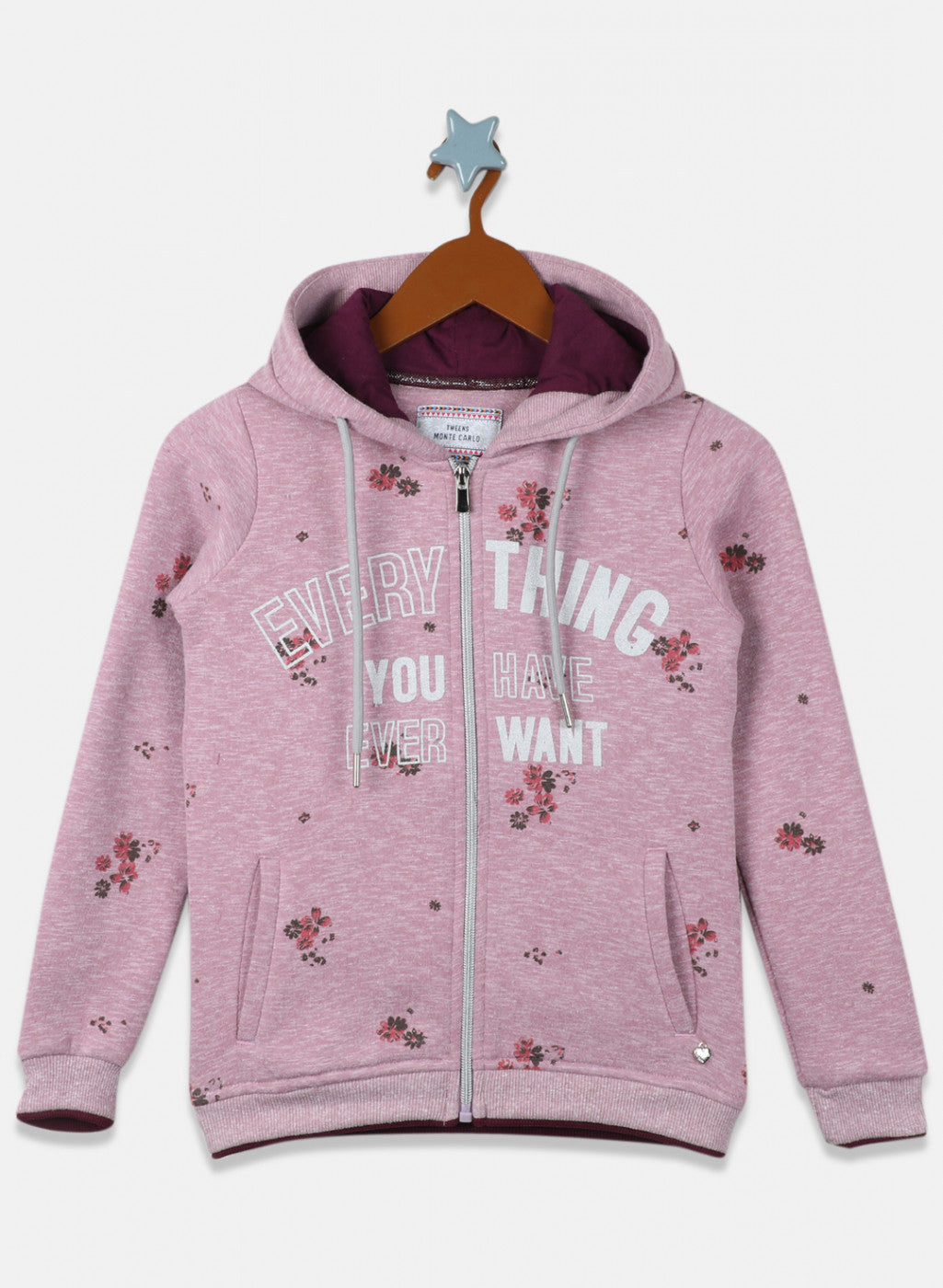 Girls Light Purple Printed Sweatshirt