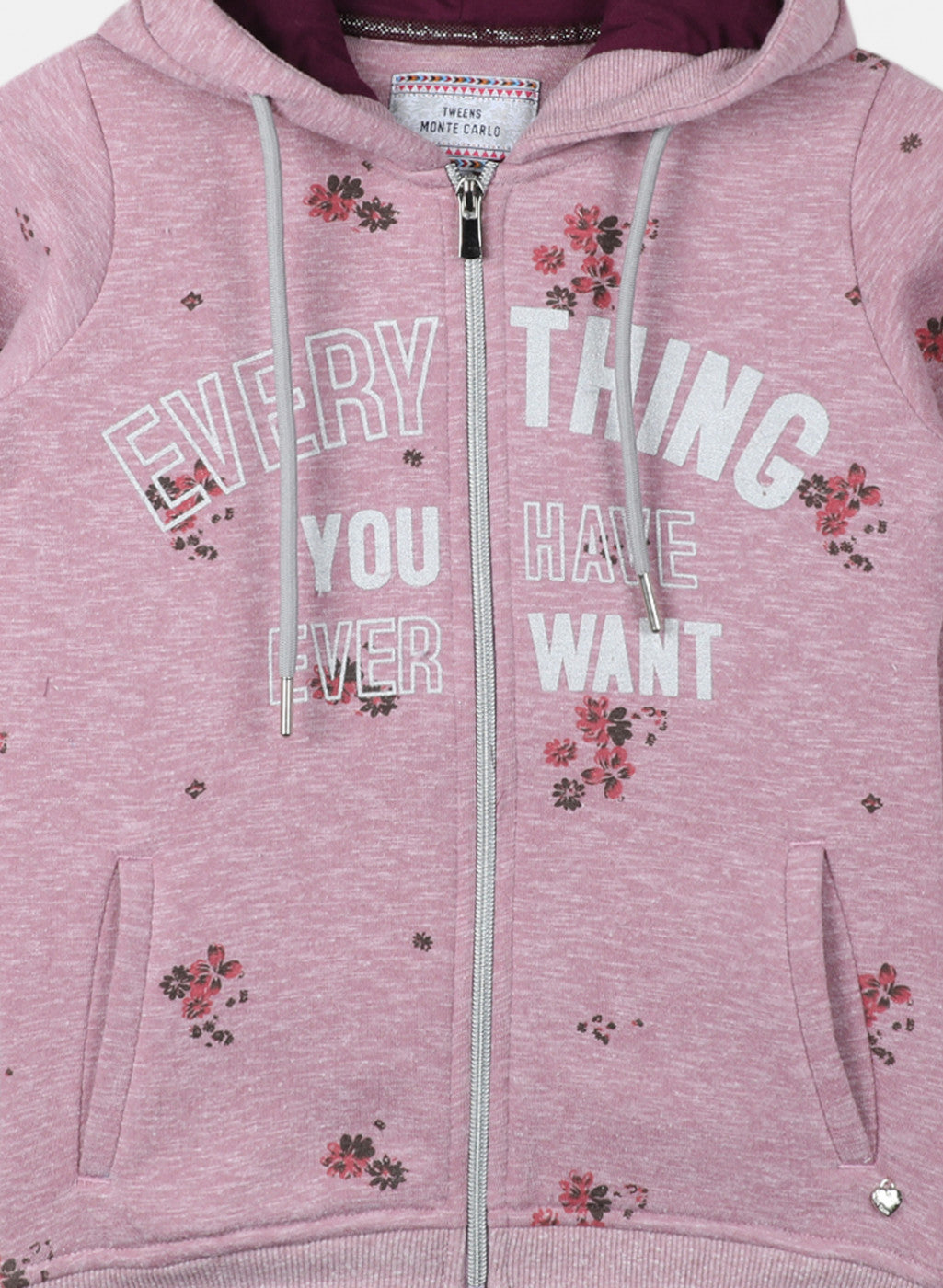 Girls Light Purple Printed Sweatshirt