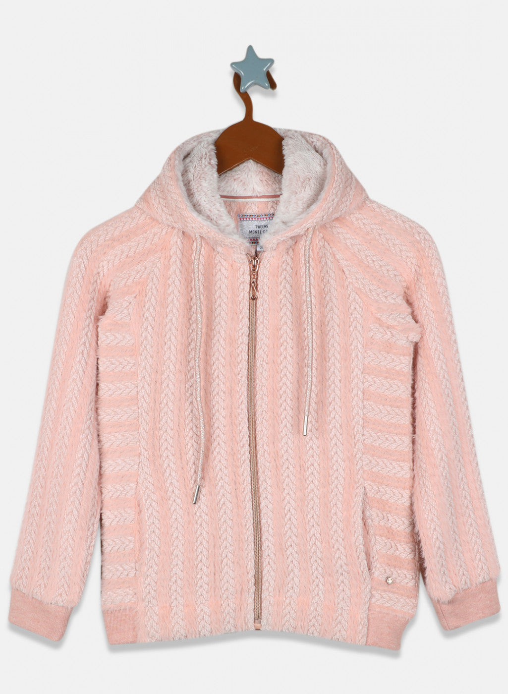Girls Peach Jaquard Sweatshirt