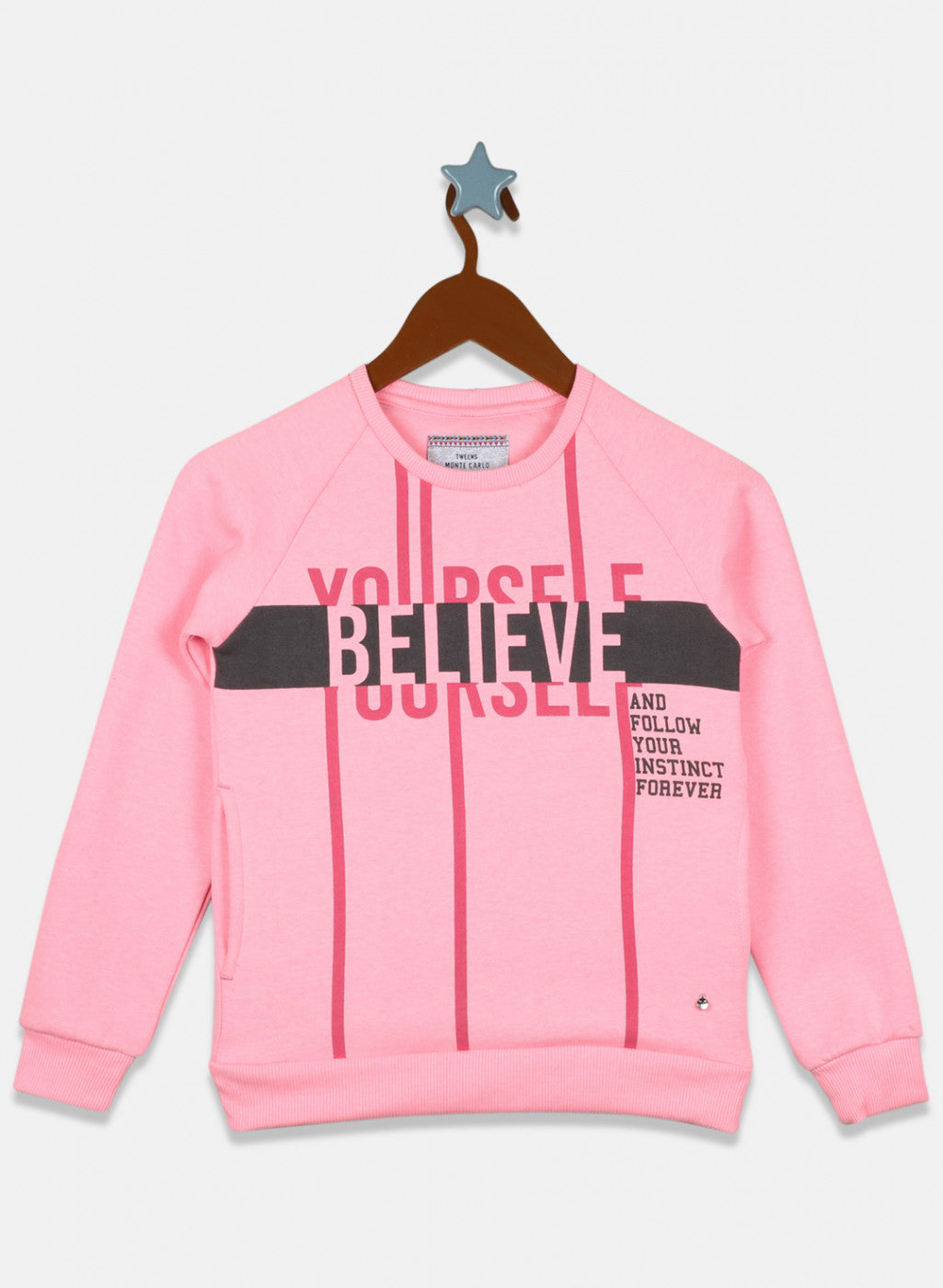 Girls Pink & Black Printed Tracksuit