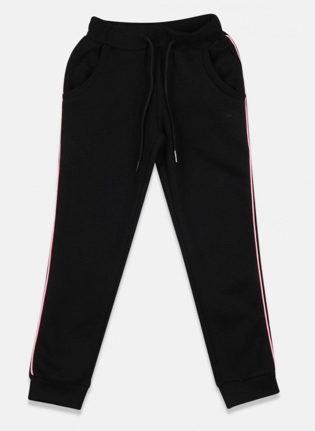 Girls Pink & Black Printed Tracksuit