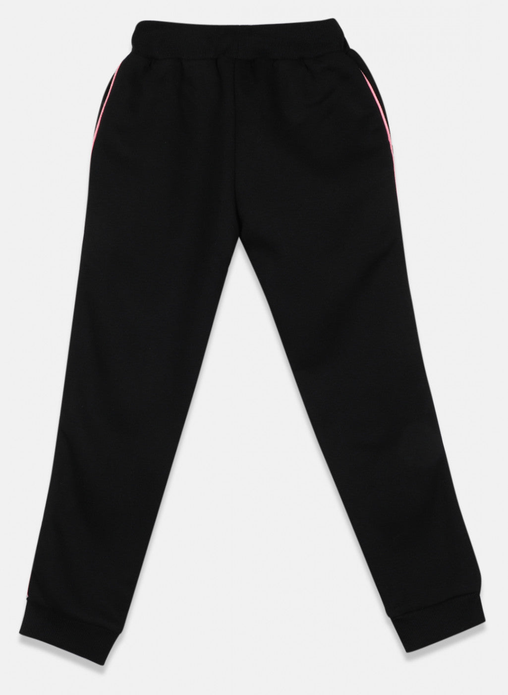 Girls Pink & Black Printed Tracksuit