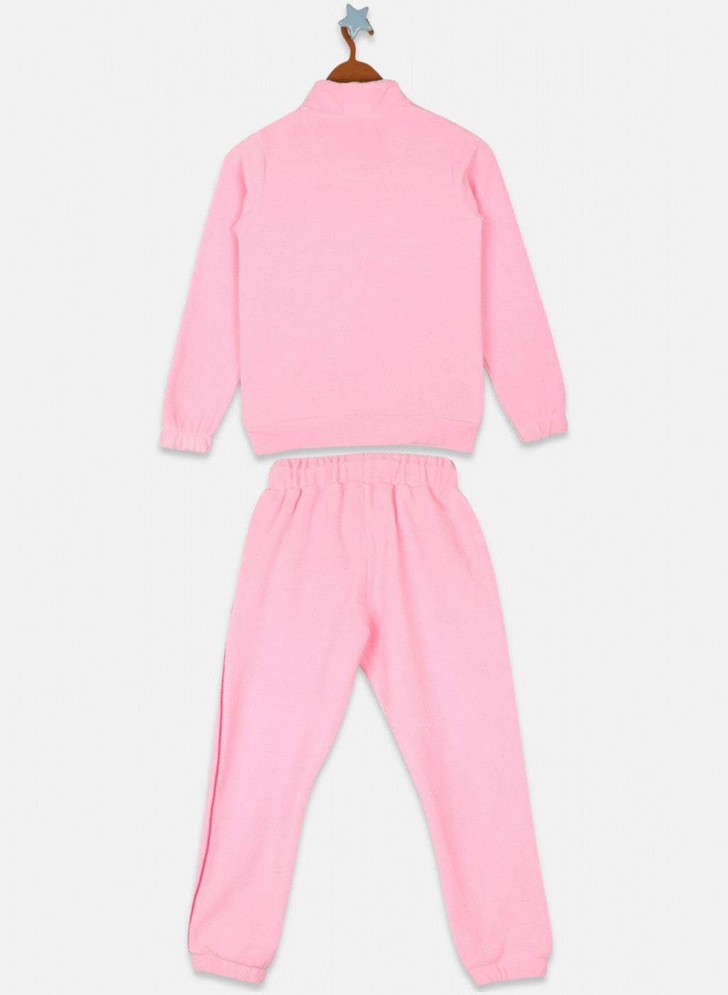 Girls Pink Solid Tracksuit
