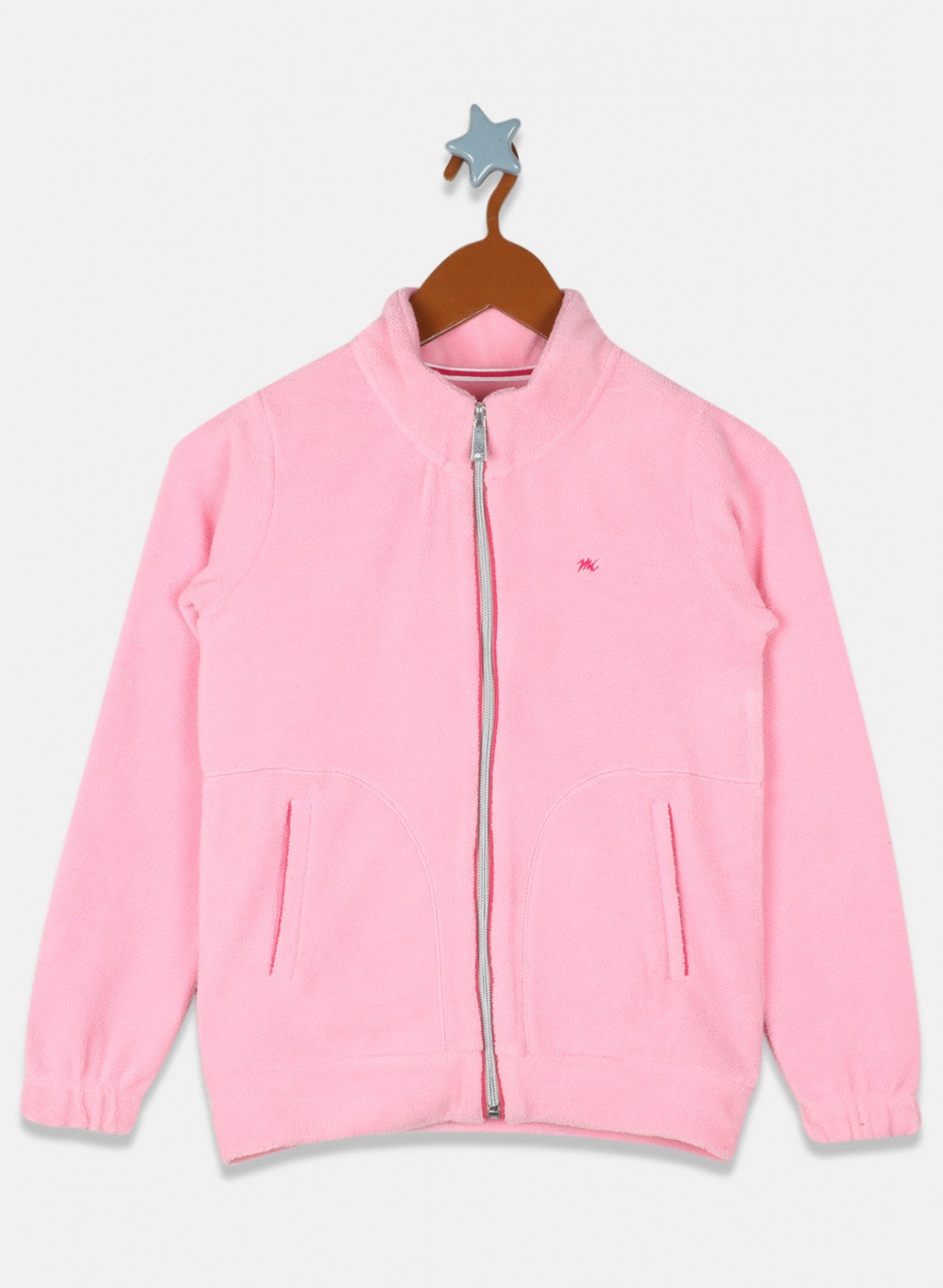 Girls Pink Solid Tracksuit