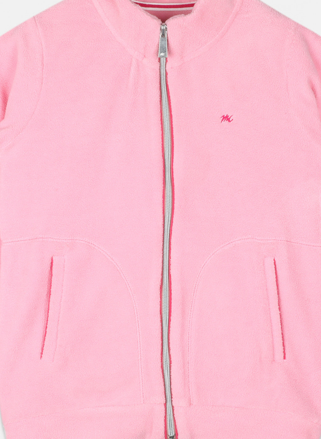 Girls Pink Solid Tracksuit