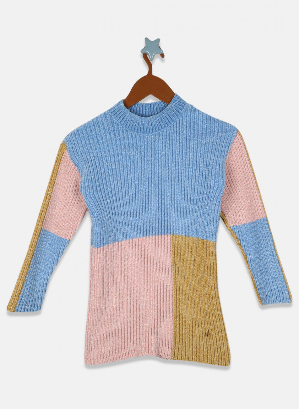 Girls Blue Self Design Top