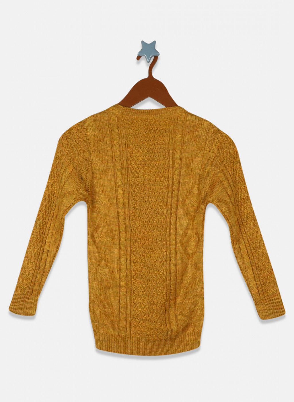 Girls Mustard Self Design Top