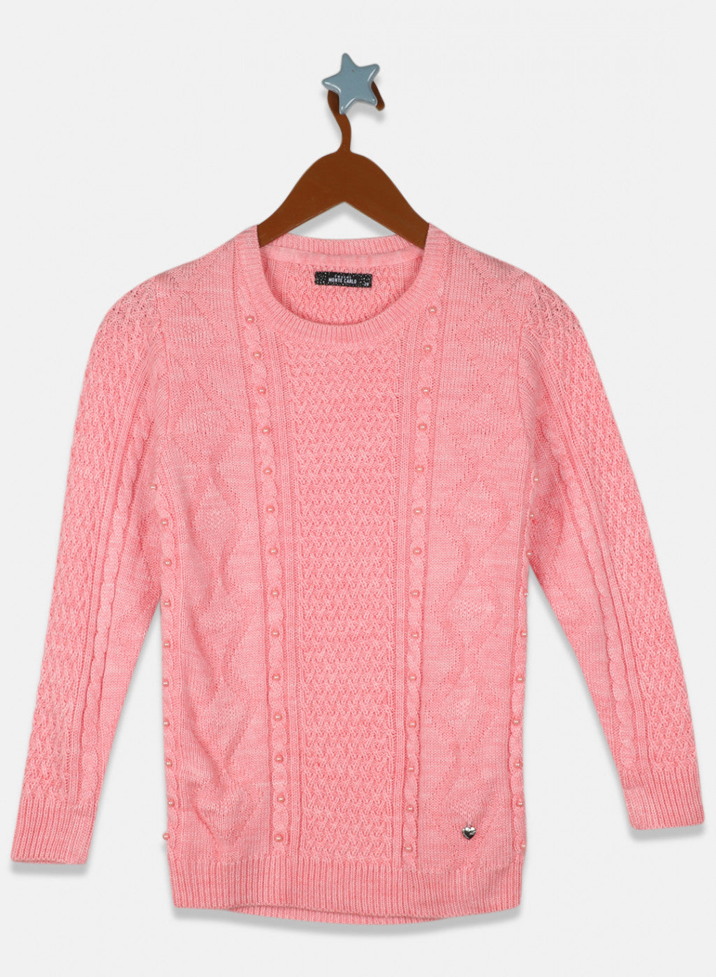 Girls Pink Self Design Top