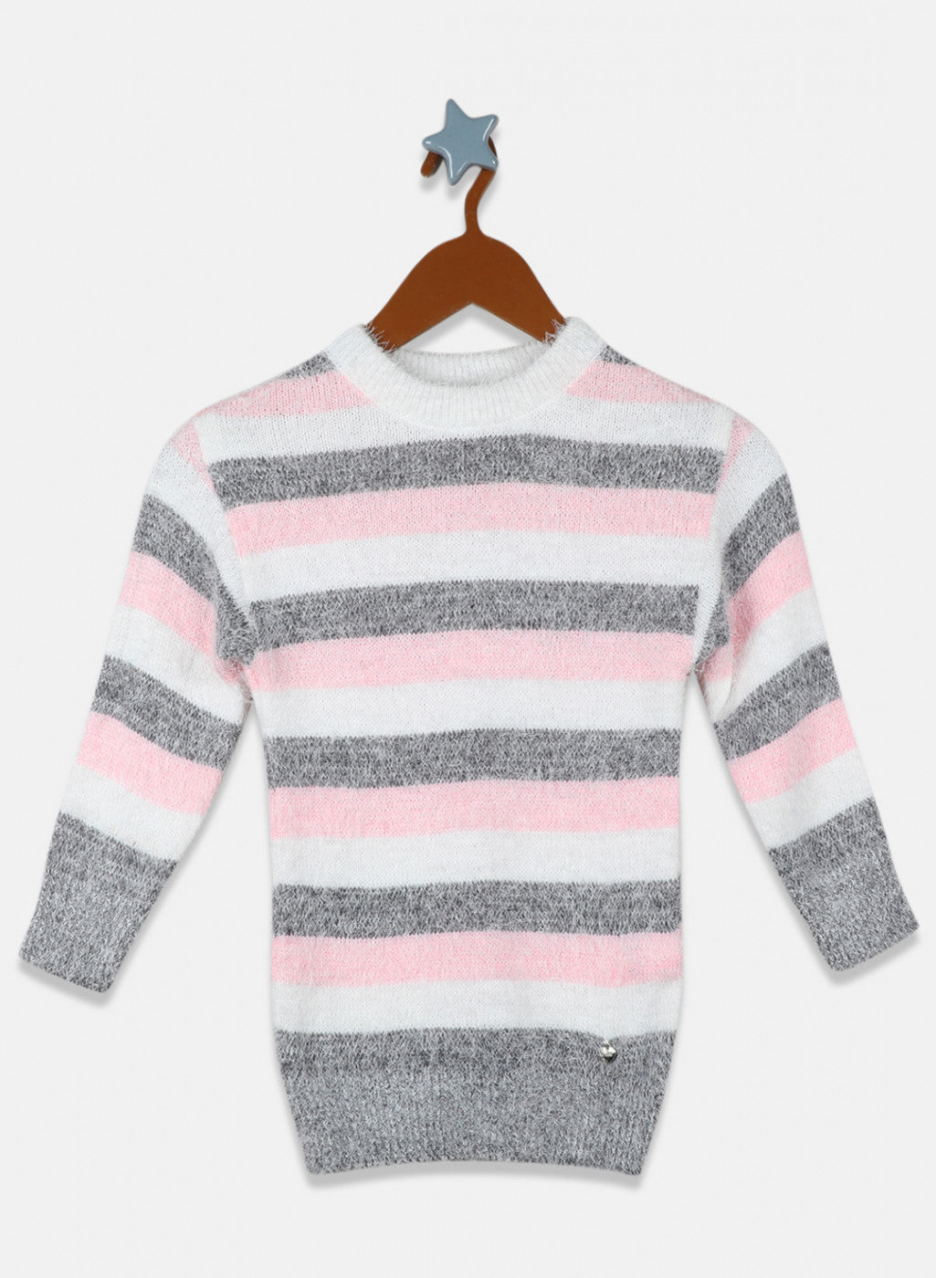 Girls Grey Stripe Top