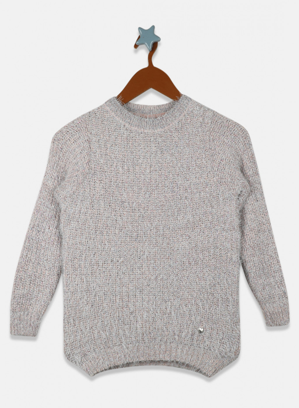 Girls Pink & Grey Solid Top