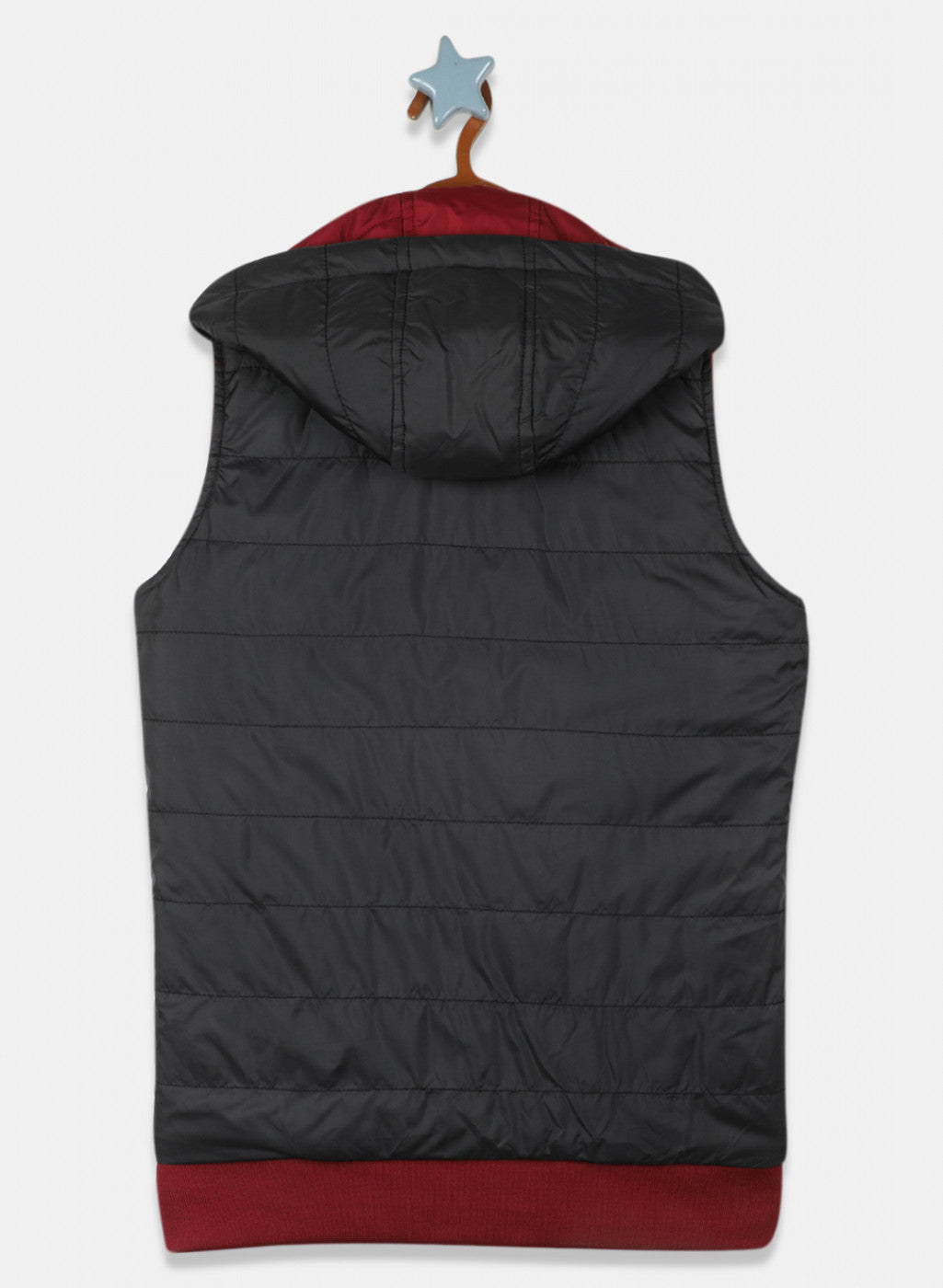 Boys Maroon & Black Reversible Solid Jacket