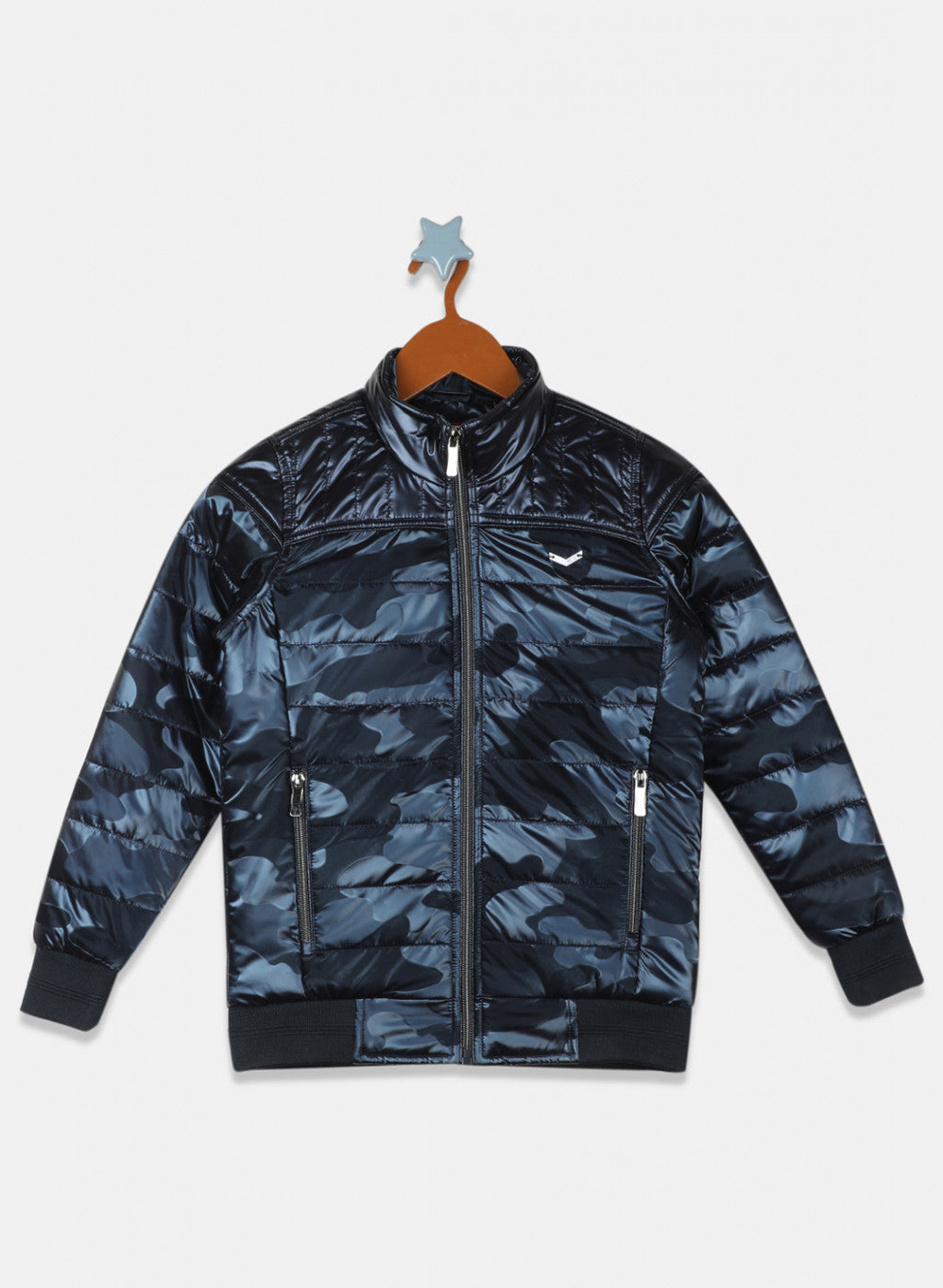 Boys Blue Printed Jacket