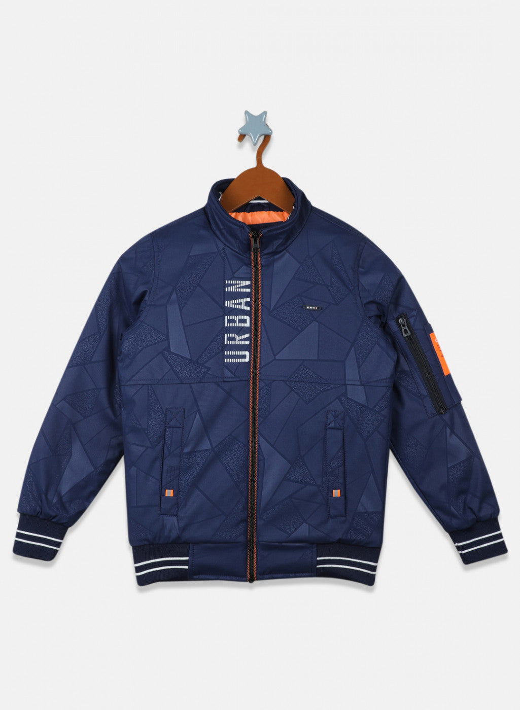 Boys Blue Printed Jacket