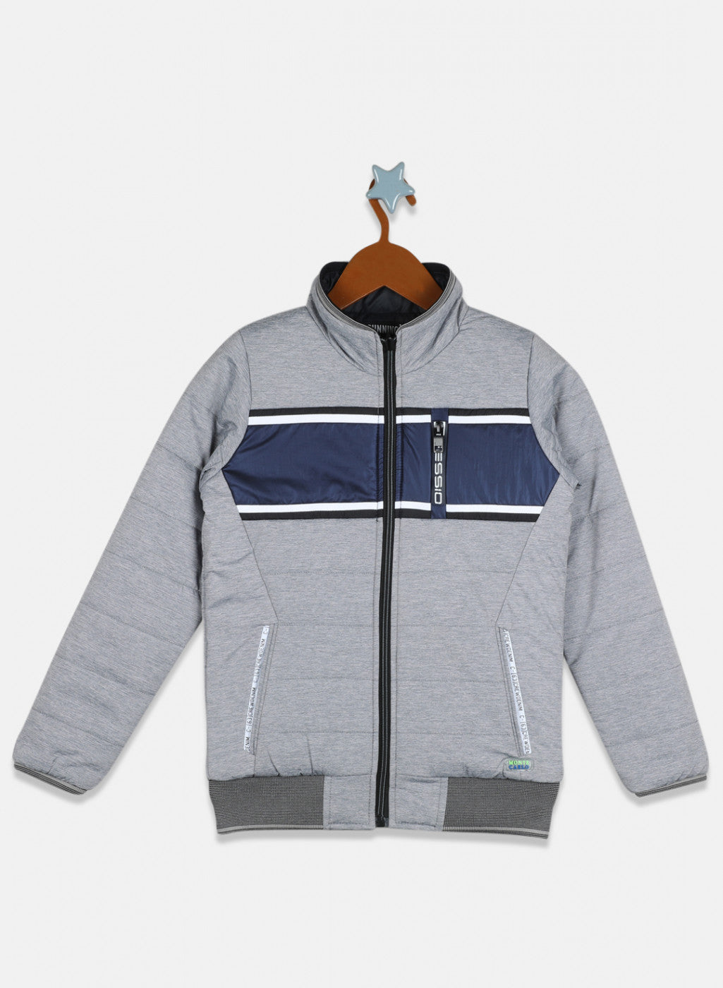 Boys Grey Solid Jacket