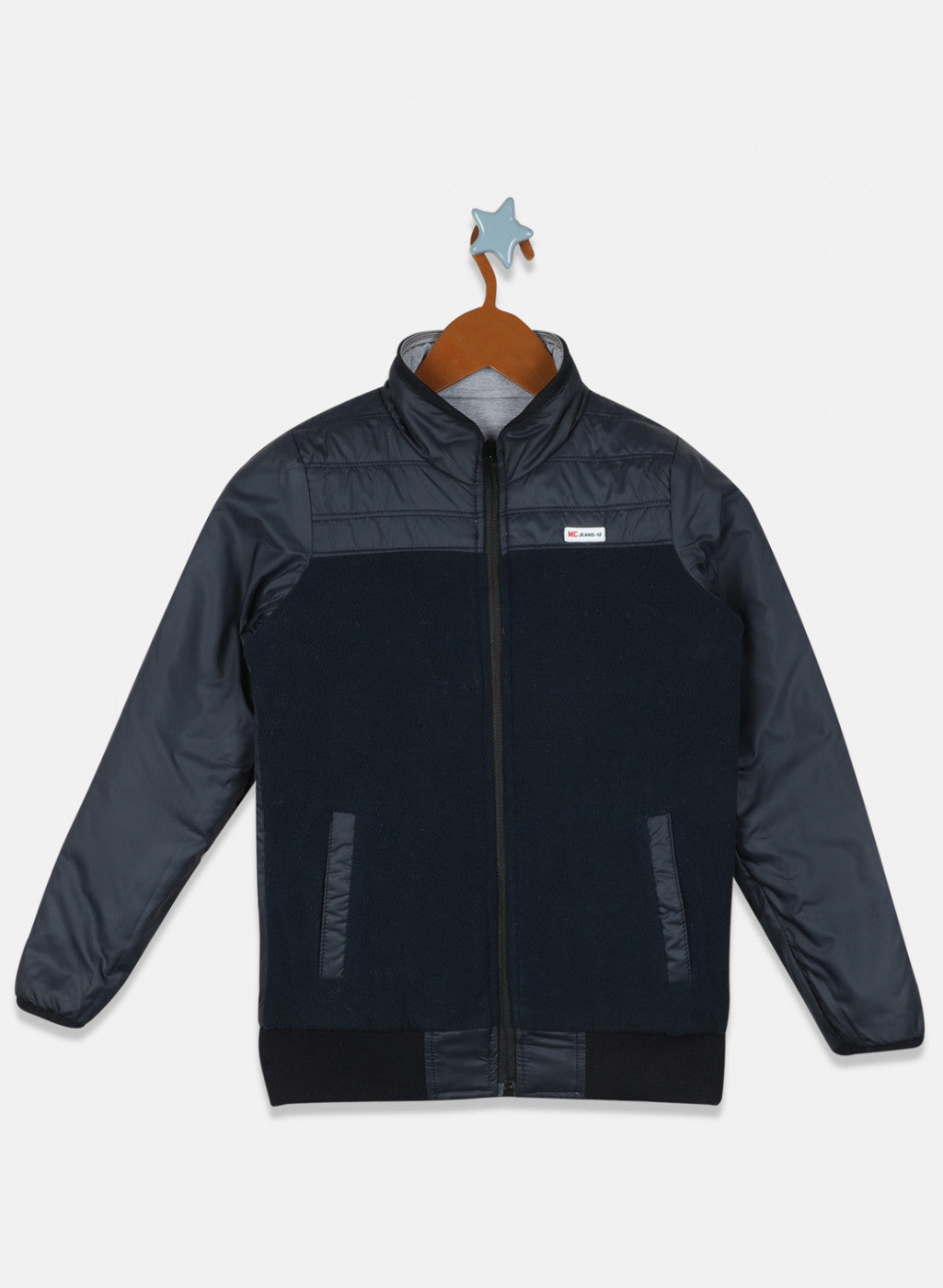 Boys Grey Solid Jacket