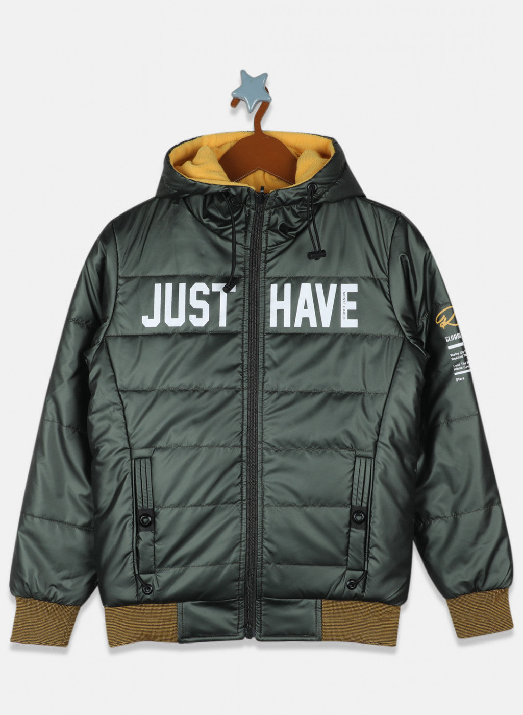 Boys Olive & Yellow Reversible Solid Jacket