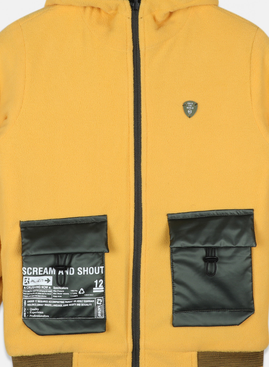 Boys Olive & Yellow Reversible Solid Jacket