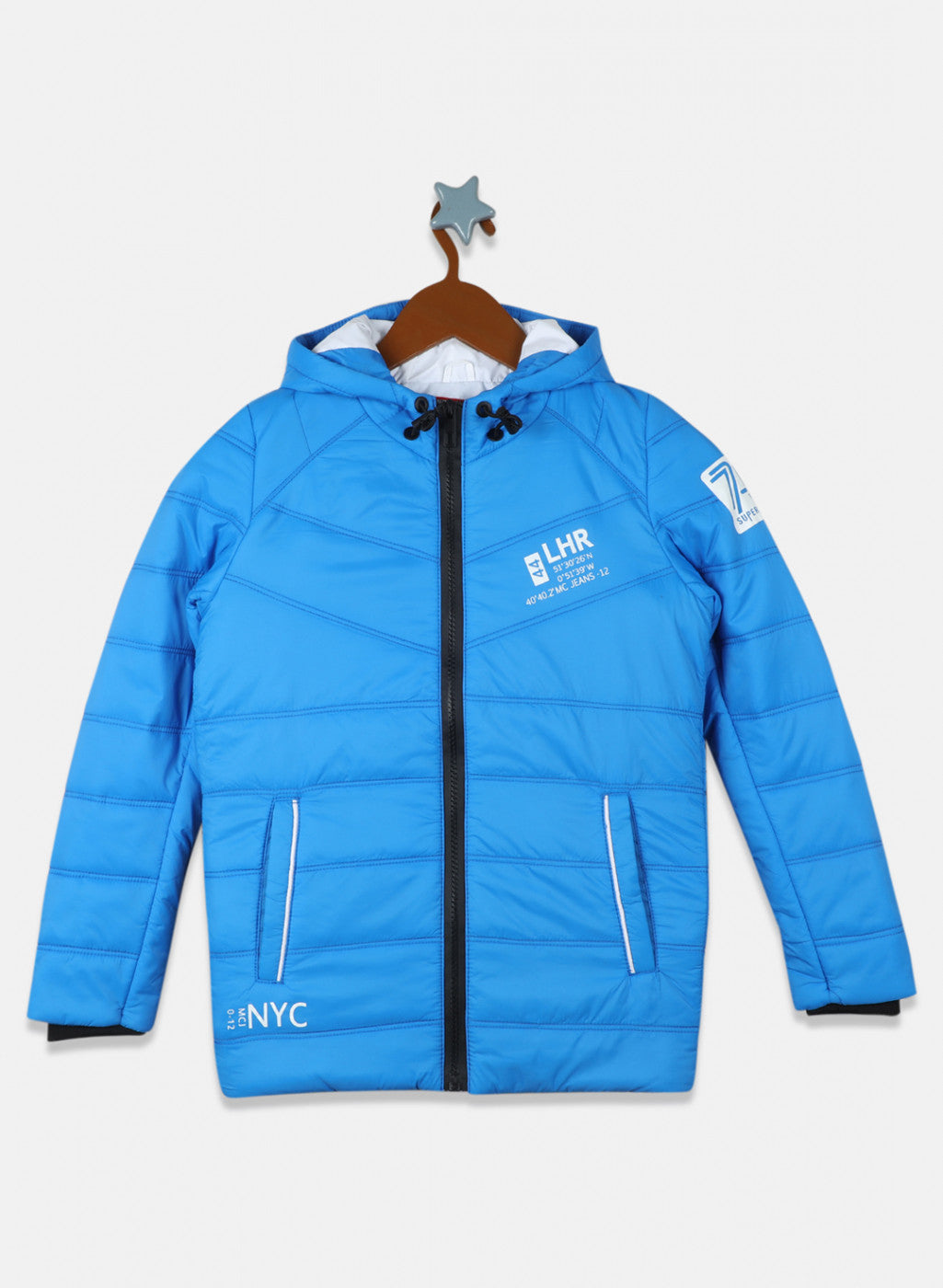 Boys Blue Solid Jacket