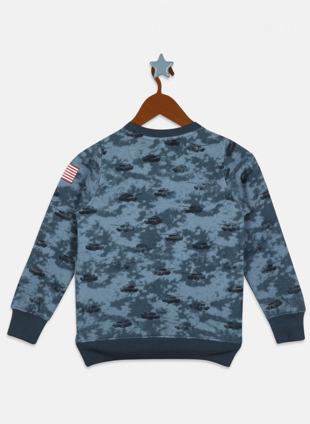 Boys Blue Printed Sweatshirt