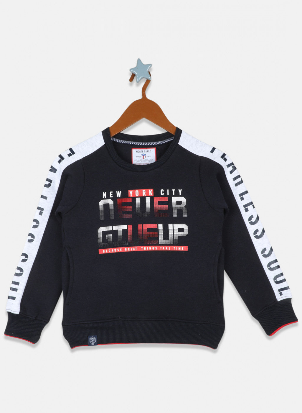 Boys Navy Blue Printed Sweatshirt