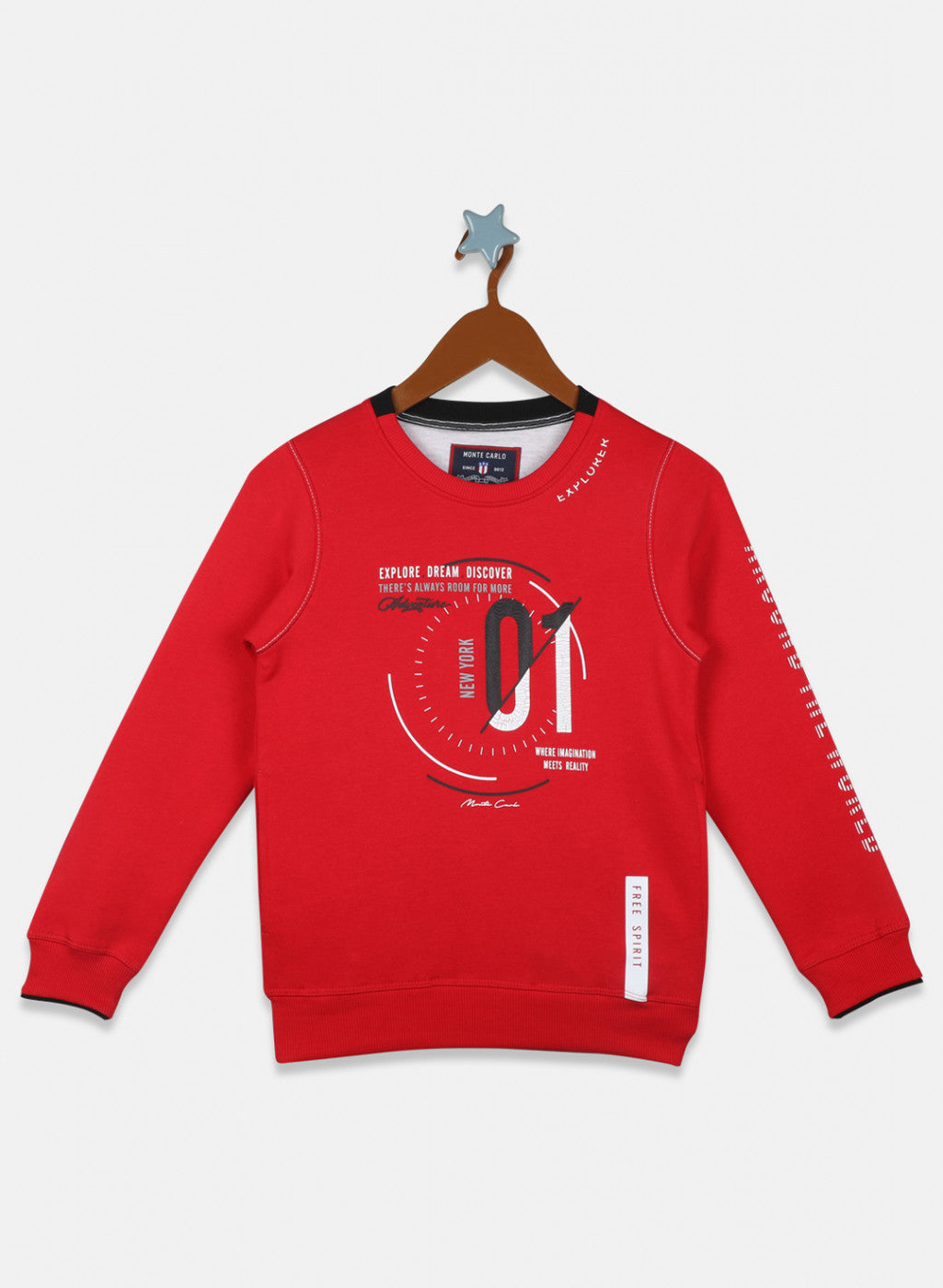 Boys Red Printed Sweatshirt
