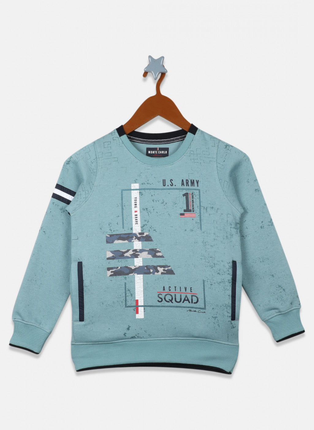 Boys Blue Printed Sweatshirt