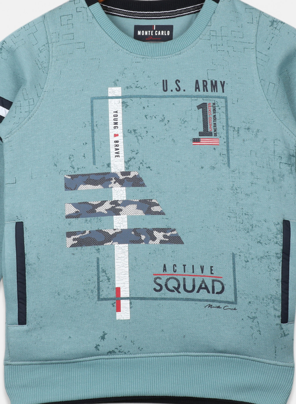 Boys Blue Printed Sweatshirt