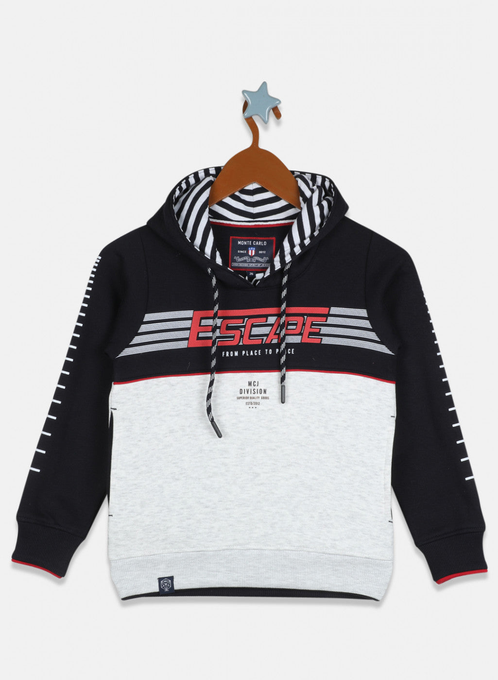 Boys Navy Blue & Grey Printed Sweatshirt