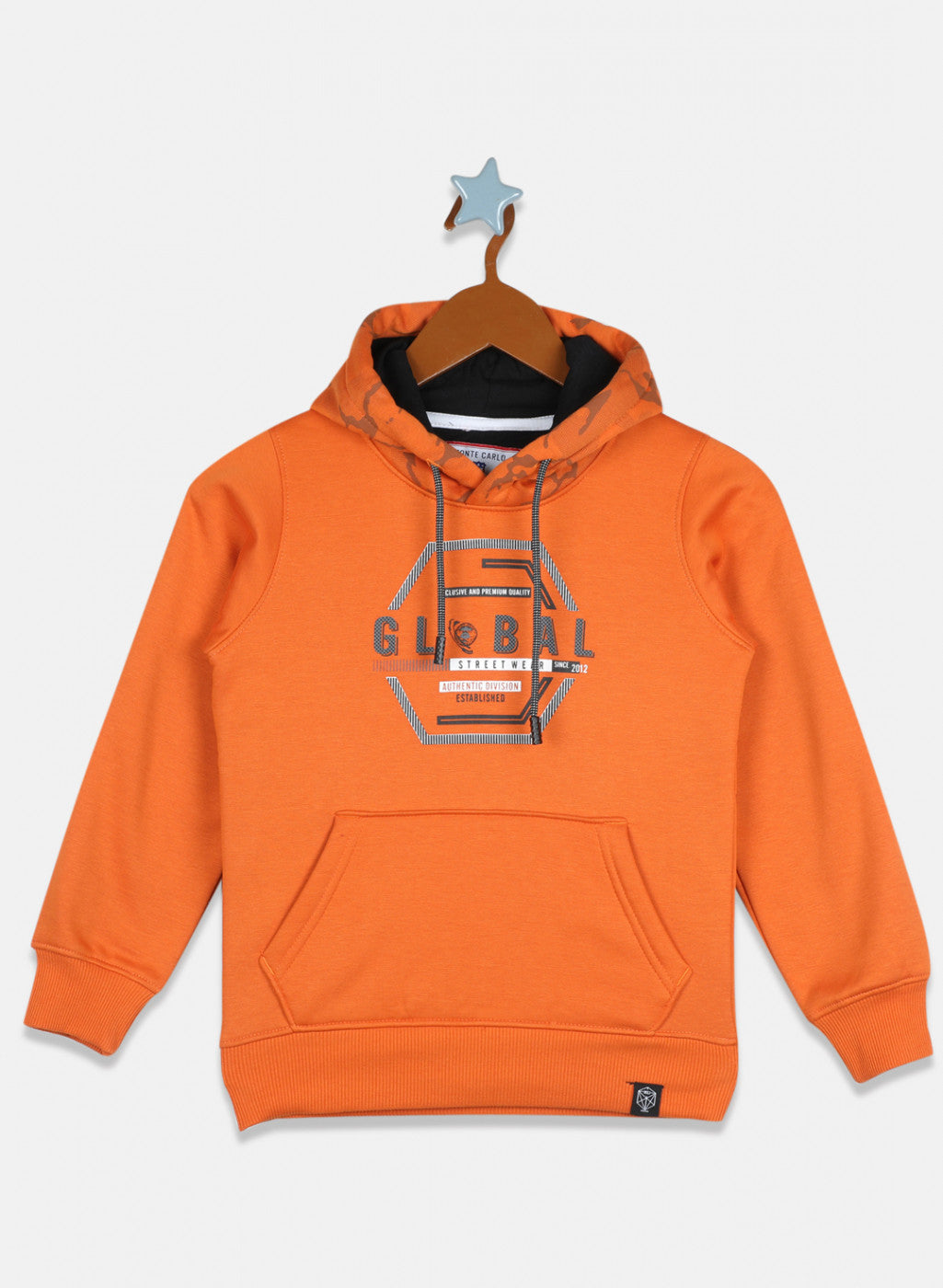 Boys Orange Printed Sweatshirt