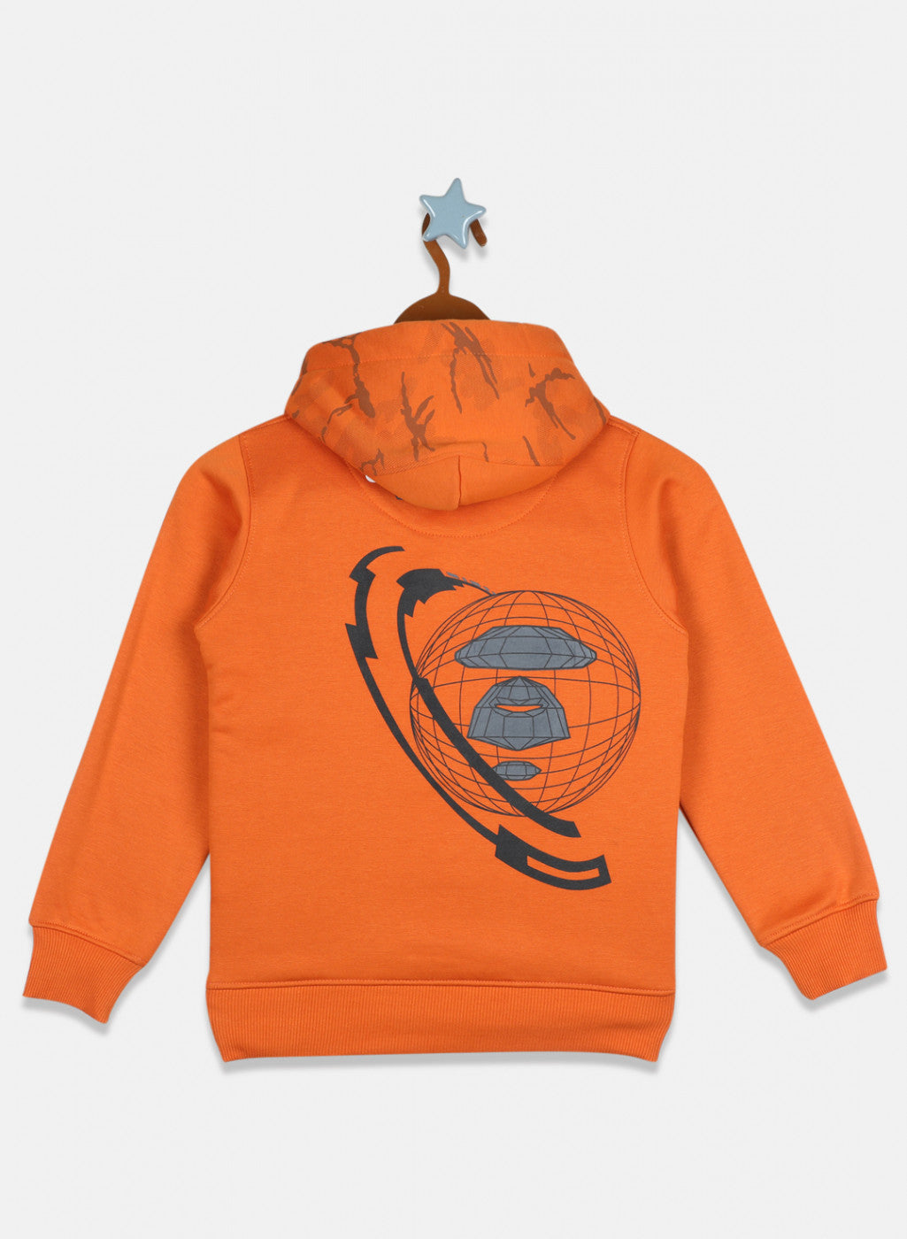 Boys Orange Printed Sweatshirt