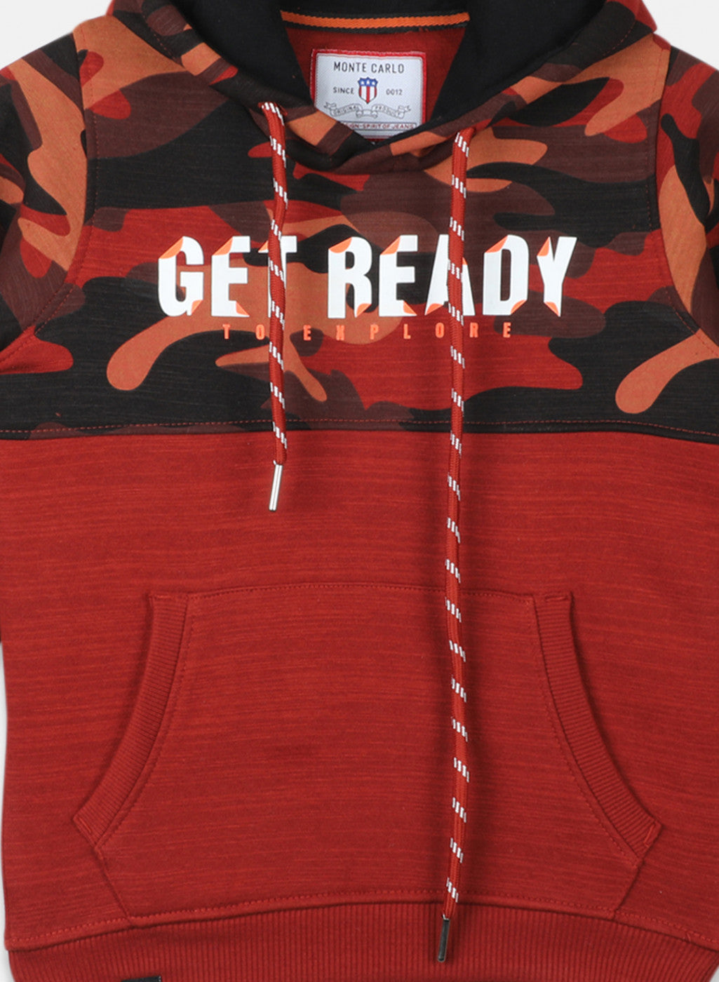 Boys Dark Orange Printed Sweatshirt