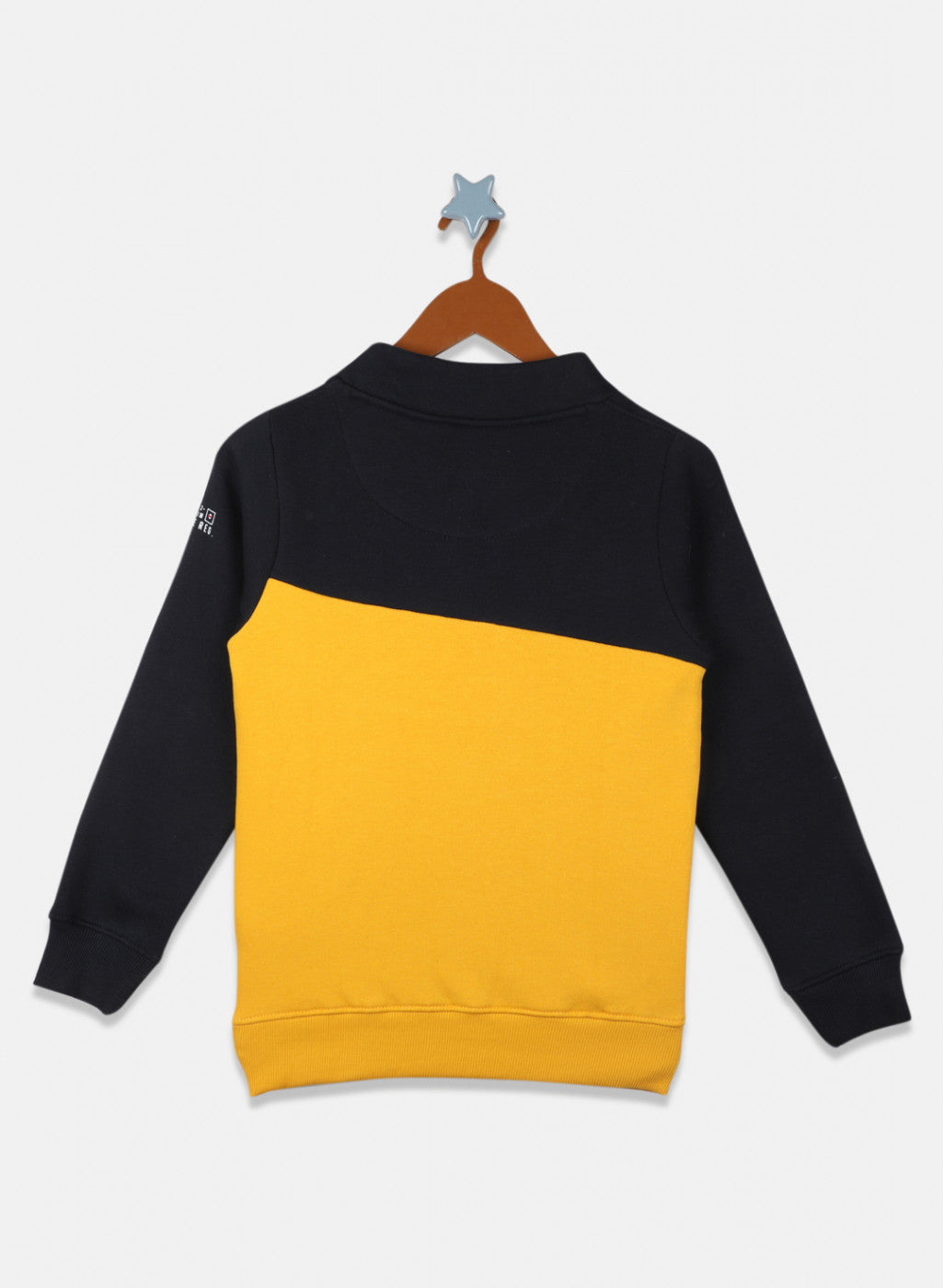 Boys Navy Blue & Mustard Printed Sweatshirt
